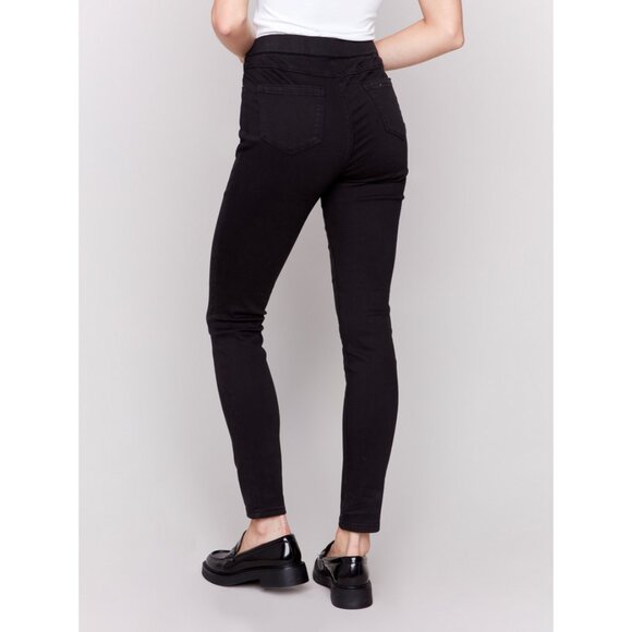 Charlie B Twill Pull-On Pants in Black - Picture 5 of 15